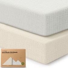 2-Pack Muslin Crib Sheets for Boys, Girls - 100 Organic Cotton Fitted Baby Crib