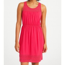GAP Factory Womens Small Pink Sleeveless Dress Eyelet Cutout Crochet