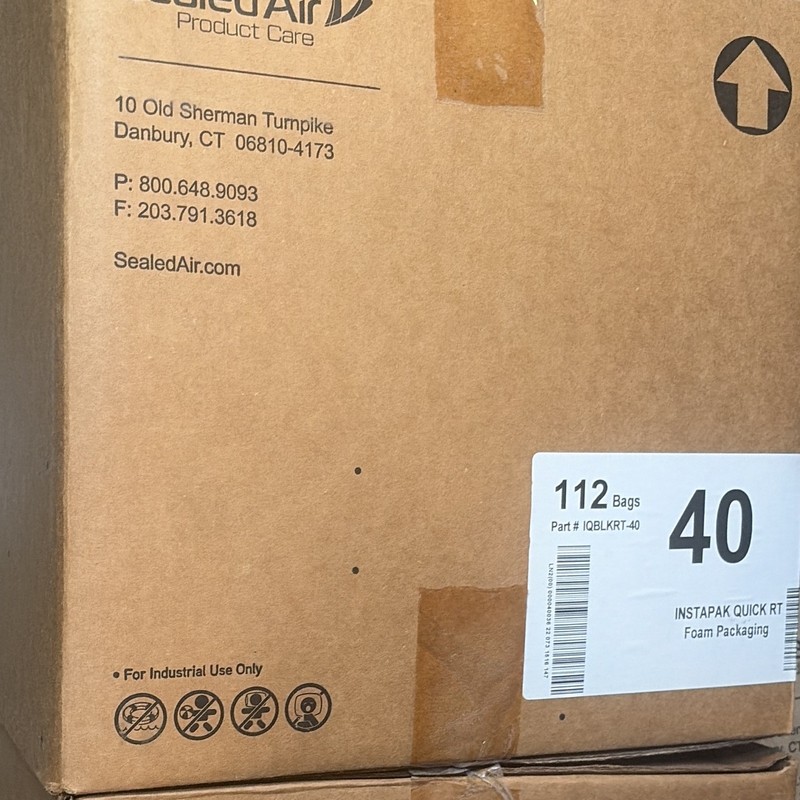 Sealed Air Instapak Quick RT Foam Packaging Bags 112/Case 40" IQBLKRT-40