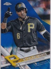 2017 Topps Chrome Blue Wave Refractor Starling Marte #35 Pittsburgh Pirates /75