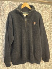 Vintage Orvis USA Fleece 1/4 Zip Pullover Men  s Black Thick Sherpa Fuzzy Large