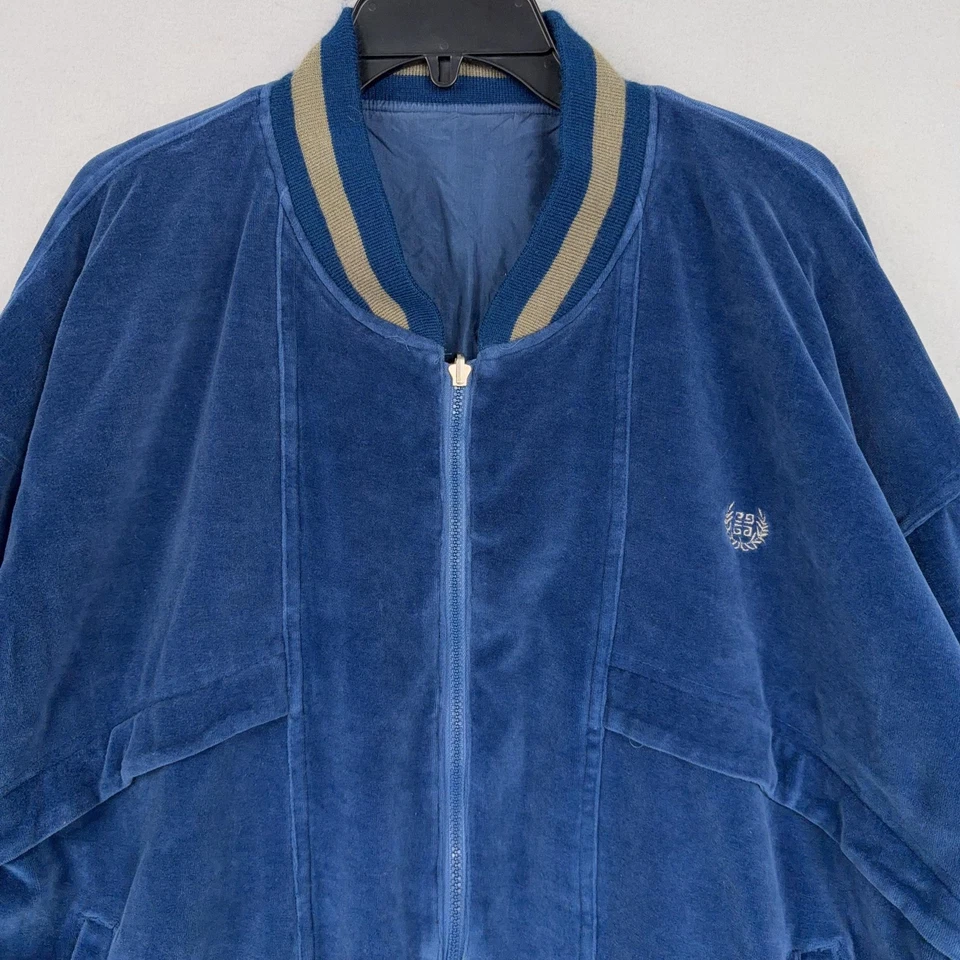 Vintage Givenchy Jacket Mens XL Blue Reversible Bomber Velour Silk Activewear - Image 2 of 4