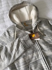 Carhartt Sherpa Lined Hoodie Women  s S Heather Gray Full Zip Heavyweight Work
