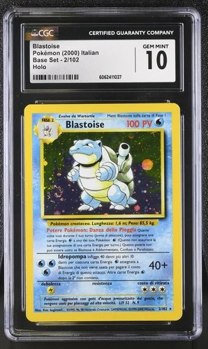 CGC 10 GEM MINT Blastoise 2000 Base Set 2/102 Holo ITALIAN Pokemon Card