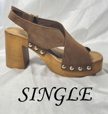 Anthropologie Studded Wood Platform Sandal - SINGLE LEFT for