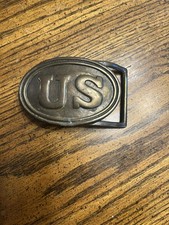 Vintage Civil War Reenactment US Union Brass Belt Buckle