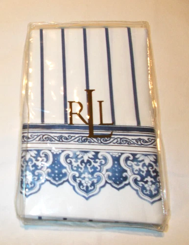 2 NEW Ralph Lauren Palm Harbor Stripe Standard Pillowcases Asian Chinoiserie