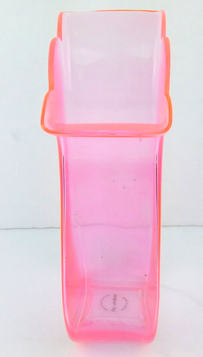 Teleflora Gift Neon Pink Floral Glass Vase MCM Curves Scallop Edges Vintage - Picture 11 of 15