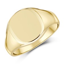 Men's 9ct Yellow Gold Signet Ring Cushion Shaped Extra Heavy-Weight D Shaped