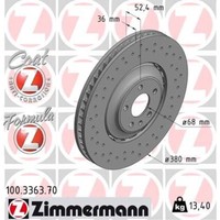 Zimmermann 2X Bremsscheibe Vorne Ø380 Mm BelüFtet Gelocht FüR Audi Q5 8RB SQ5