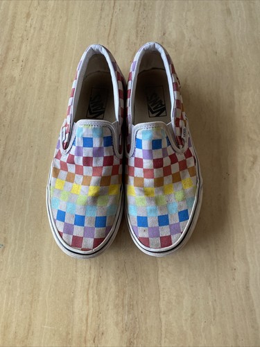 rainbow checkered vans women's