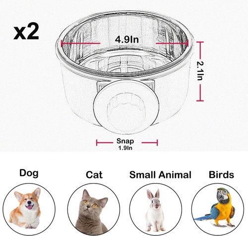 2 Pieces Crate Dog Bowl, Removable Stainless Steel Pet Kennel Hanging Food Water - Picture 6 of 6