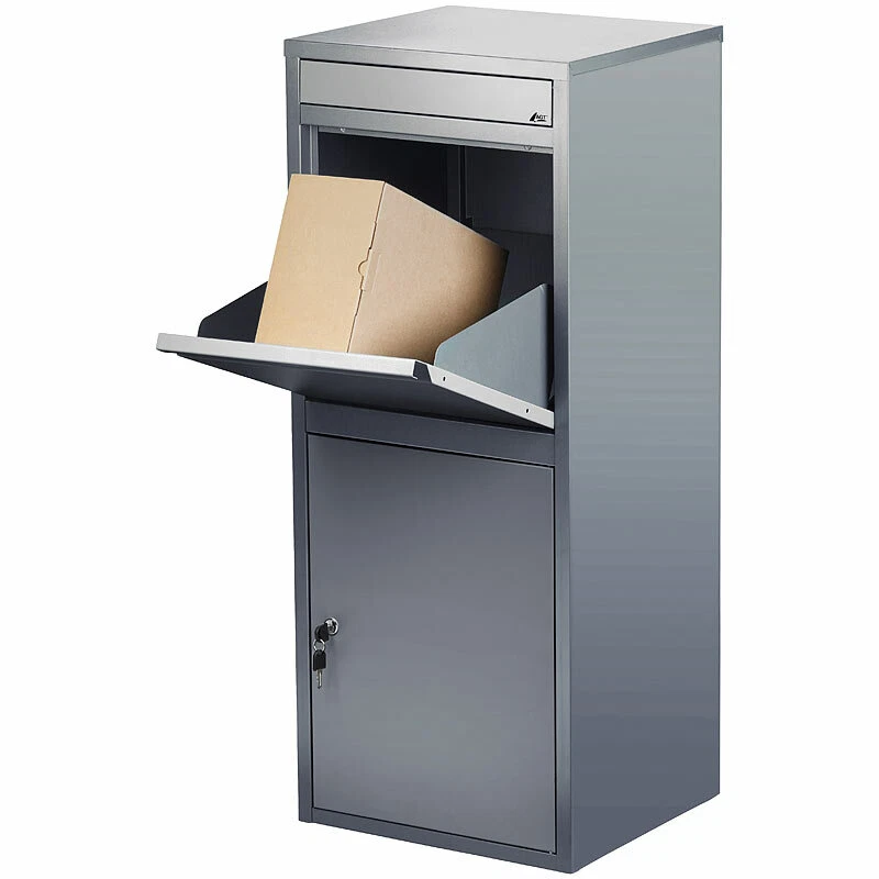 AGT 2er-Set Stand-Paketbriefkasten mit Rückholsperre, Stahlblech - Bild 3 von 4