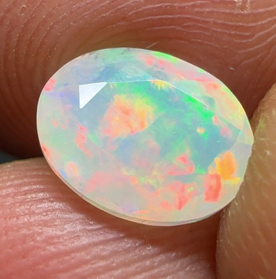 Natural Ethiopian Welo Opal, 1 ct Rare Honeycomb Faceted Gemstone, Unique Color
