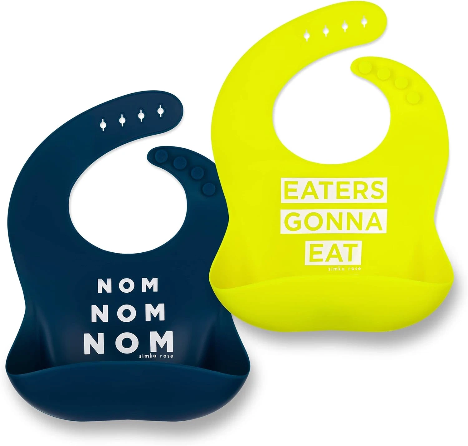 Simka Rose Silicone Baby Bibs with Food Catcher - Adjustable Soft Catch All Bib