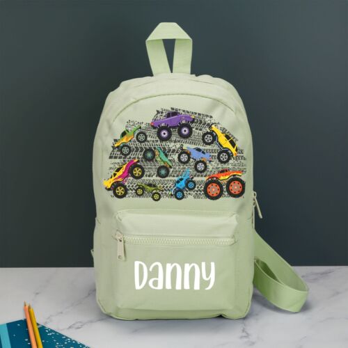 Personalisierter Monstertrucks Kinder Rucksack individuell mit Namen Farbwahl Tasche - Bild 20 von 25