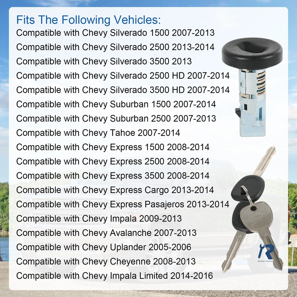 Cilindro de bloqueo de encendido para Gm Silverado Tahoe Yukon 2007-2013 15794826 924-796 Foto 3 de 4