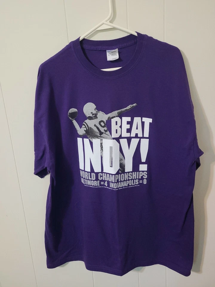 Camiseta Johnny Unitas Baltimore Ravens XL Extra Grande Para Hombre Púrpura Doble Cara  Foto 2 de 4