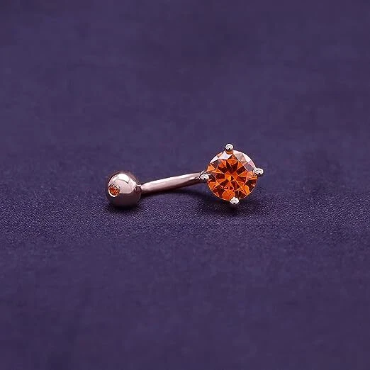 Piercing corporal ombligo anillo piedra de nacimiento simulada enchapado en oro rosa de 14K plateado Foto 2 de 4