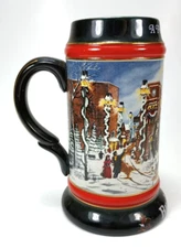 Vintage 1992 Anheuser Busch Budweiser Clydesdales Stein, "A Perfect Christmas".