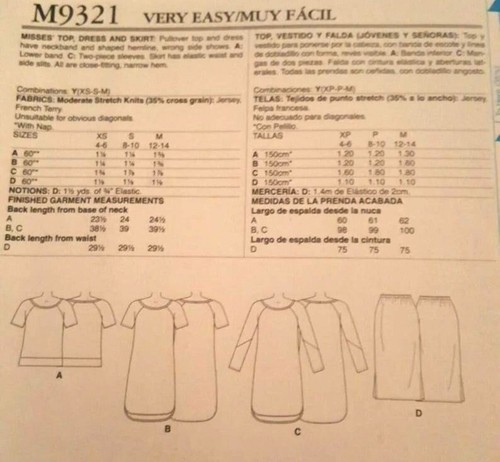 McCall's Sewing Pattern M9321 Easy Stitch n Save Misses Dress Size XS-M - Picture 2 of 2