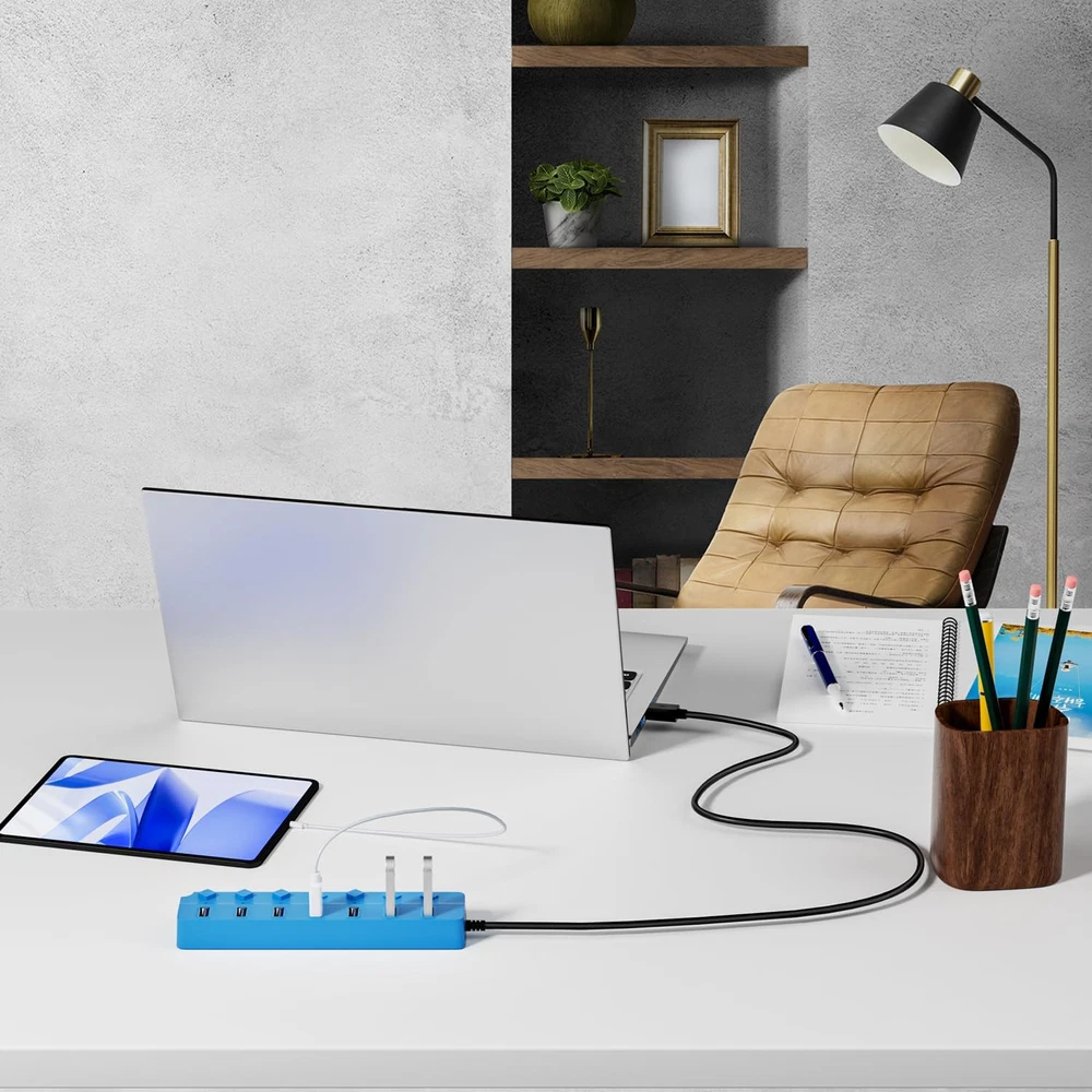 7-Port USB 3.0 Hub with Individual On/Off Switches & LED Indicators
