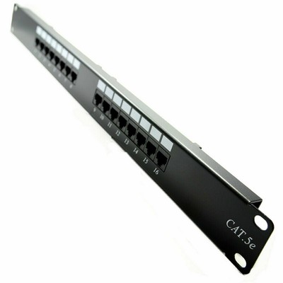 HQ Cat5E Katze 5E RJ45 Patch Panel Rack Montierbar 16 Port [ Ul ] [001077]
