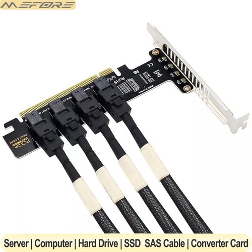PCIE4.0 U.2 Expansion Card PCIe X16 to 4 NVME U.2 SFF-8643 SSD Pcie Split Card - Afbeelding 4 van 7