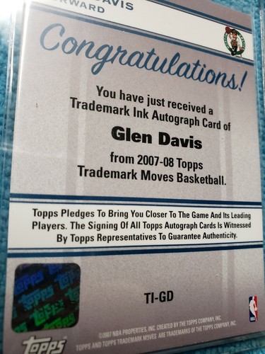 Glen Davis 2007/08 Topps Trademark RC Serial 1/5 AU Made!! SP Rookie Autograph - Picture 2 of 4