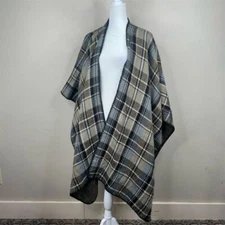 Woolrich Women's Reversible Plaid Herringbone Blanket Wrap Shawl Scarf
