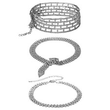 Women Choker Necklace Chain Luxury CZ Collar O Ring Bling Lady Jewelry Set Gift