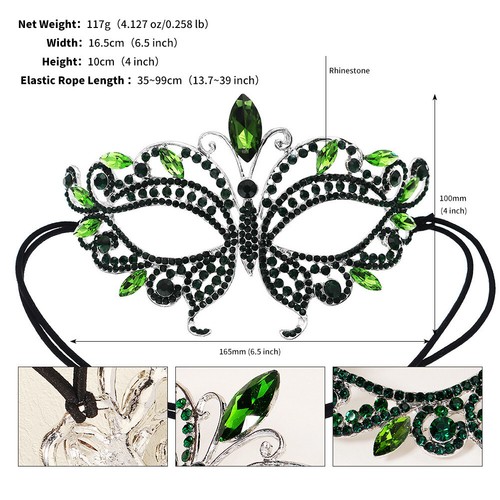Maschera viso occhi palla fantasia Halloween donna cristallo metallizzato maschera VENEZIANA - Foto 5 di 7