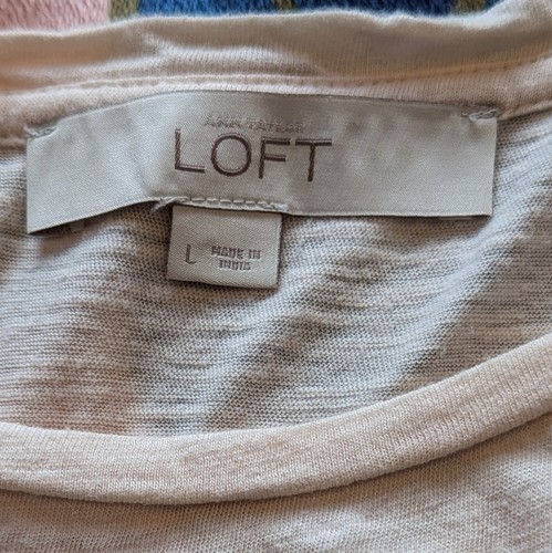 LOFT Mixed Media Top Size L Pink - Picture 7 of 7