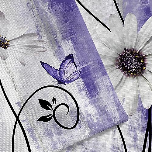 Daisy Floral Shower Curtain, Farm Rustic Farmhouse and 72.00" x 72.00" Purple - Picture 6 of 6