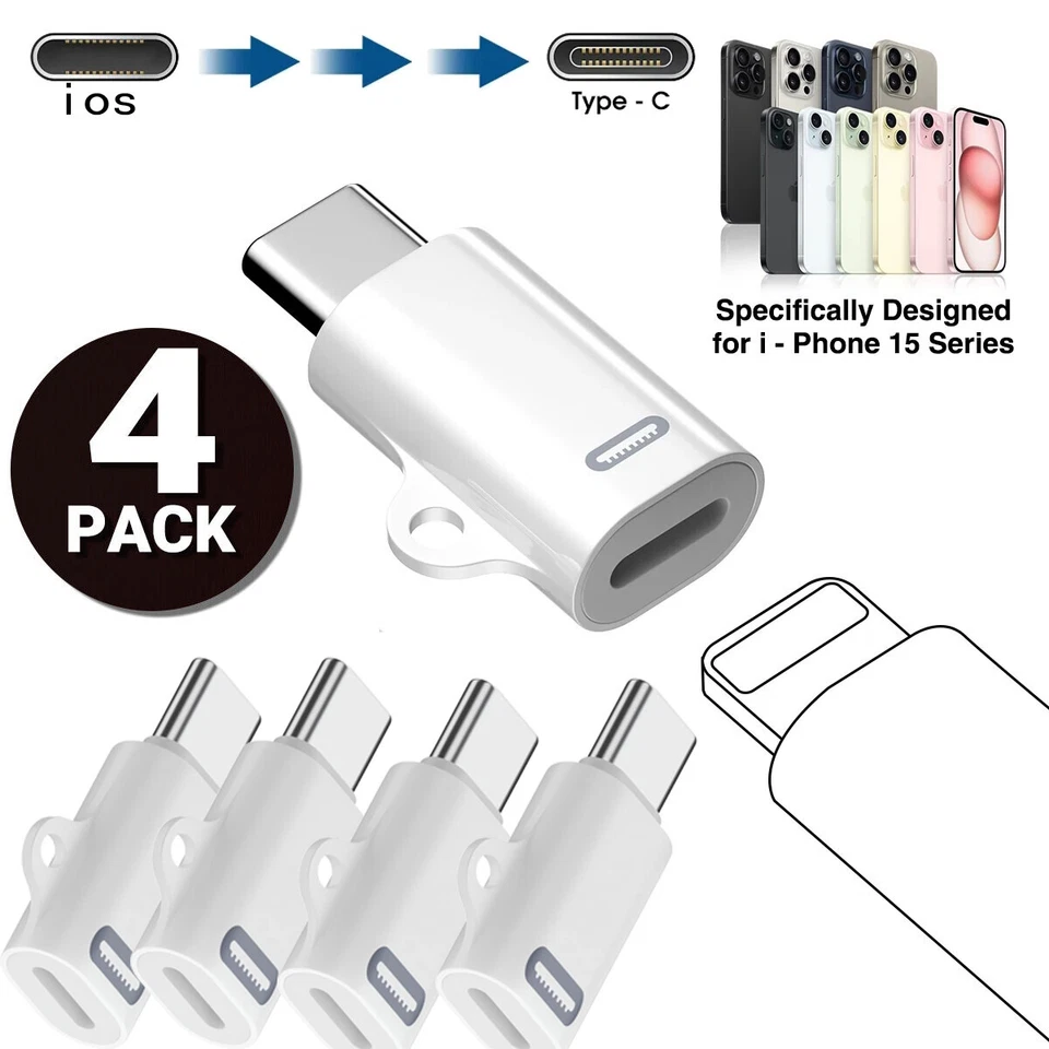 Type C Male to 8 Pin Female Adapter Converter For iPhone 16 15 Android Cellphone - Image 2 of 4
