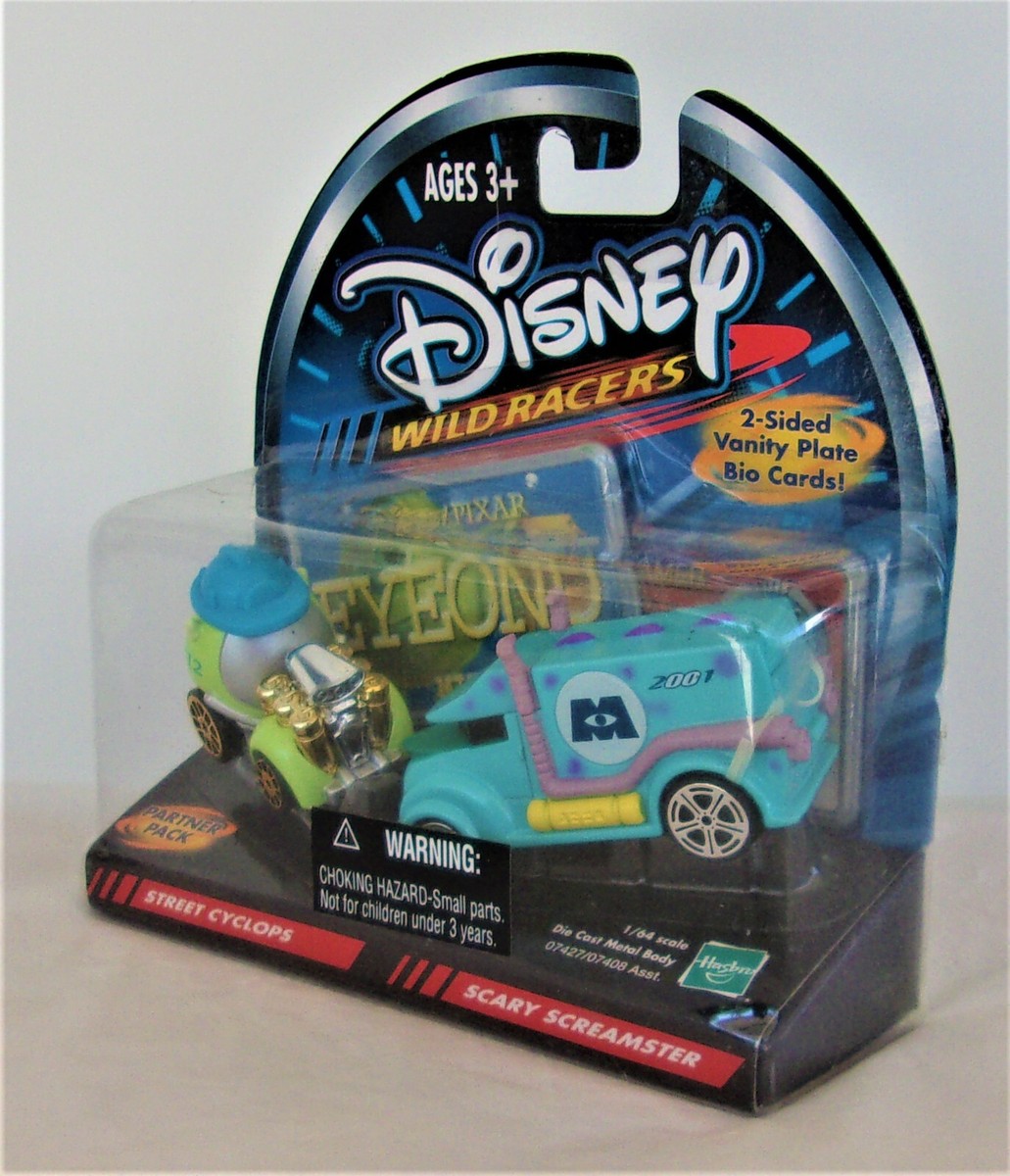New 2001 Disney Wild Racers Cars Street Cyclops and Scary