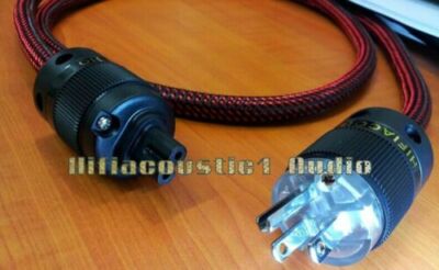 1m US Mains 6N Pure Copper Power Cable Cord Schuko C7 IEC Rhodium Plug 