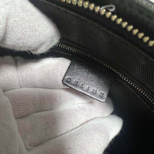 CELINE Clutch Bag Black Macadam PVC Leather Vintage Unisex Second Bag Italy - Picture 10 of 11