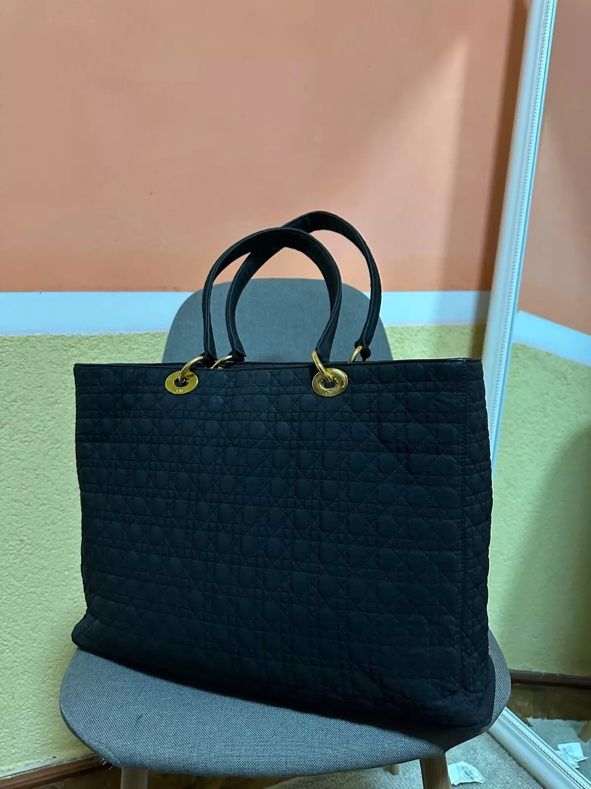 Christian Dior SAC LADY DIOR GM TOILE NOIRE