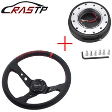 14" Racing Car Aluminum Steering Wheel+ 6 Hole Quick Release Hub Adapter