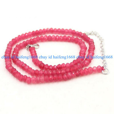 2x4mm Facettiert Mehrfarbig Edelstein Rondelle Perlen Halskett 16-28''