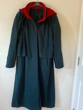 Vintage Jobis Teal Blue-green Wool-lined Trench Coat, Size 42, Uk 16, Vgc