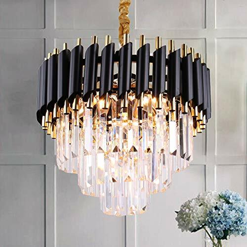 Black Modern Crystal Chandelier Light 3 Tiers Raindrop Crystals Pendant Fixture Black Modern Crystal Chandelier Light 3, Black Crystal Chandelier Bedroom Light