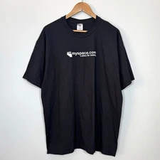 Vintage Myspace "a place for comedy" Promo T-Shirt XL Black Y2K SNS Jerzees Tee