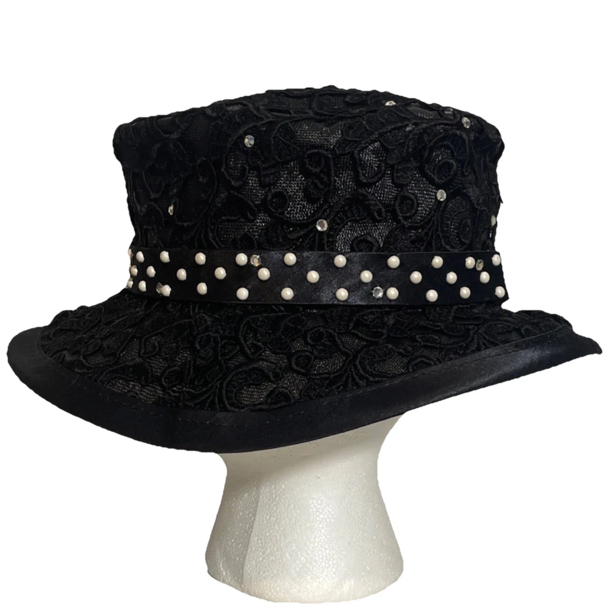 Vintage Mr. John Women\'s Black Wool Jeweled Hat Mr. John Black Hats for Women for sale | eBay main image 2