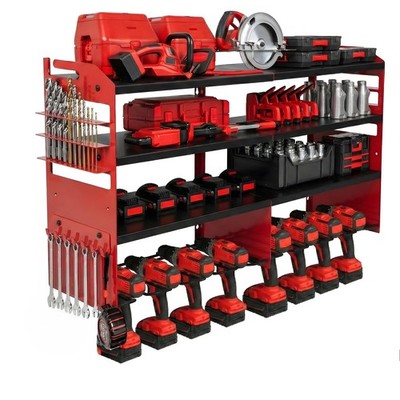 4-Tier Heavy Duty Power Tool Organizer, 600lbs Capacity Reinforced Steel Dril...