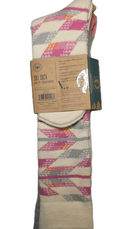 Pacote com 2 meias de esqui femininas Northeast Outfitters cinza/rosa tamanho 5-10 - Imagem 2 de 4