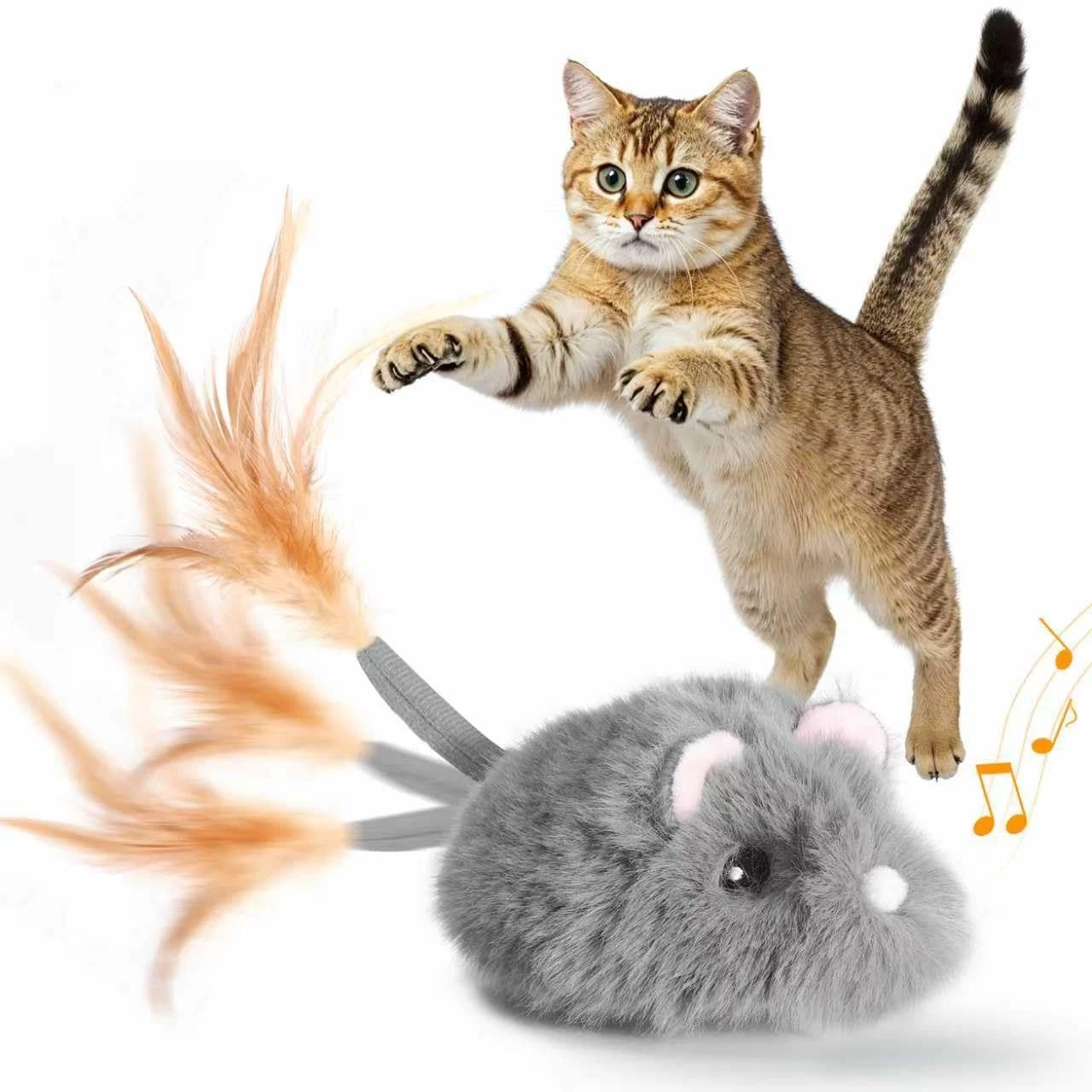 Moving Cat Toy Squeaky Cat Mouse Toy Automatic Interactive Cat Toys for Indoo...