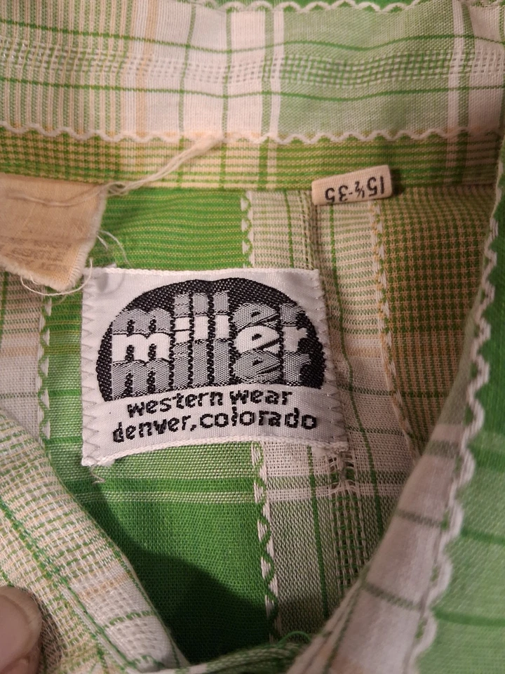 Bordado de colección Miller Western Wear Denver. Camisa de rodeo Pearl Snap 15,5 35 Foto 3 de 4