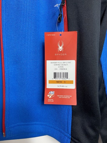 Spyder Jacket Mens Sz S Blue Black Red Bandit Full Zip Strike Jacket NWT - Picture 6 of 12